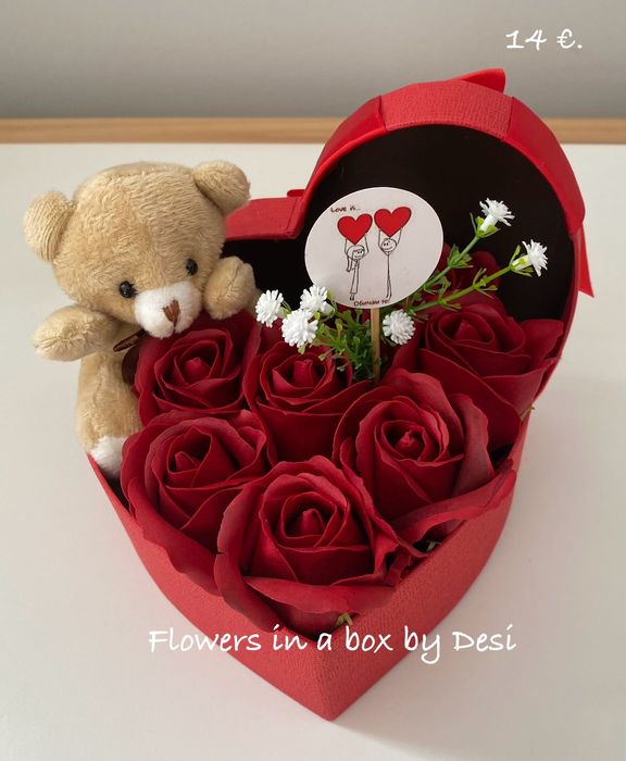 Кутия сърце с рози за Свети Валентин