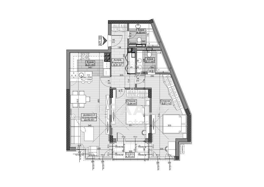 Продава се Тристаен апартамент в София, Манастирски ливади - 109 кв.м за 2859 €/кв.м - Снимка #3