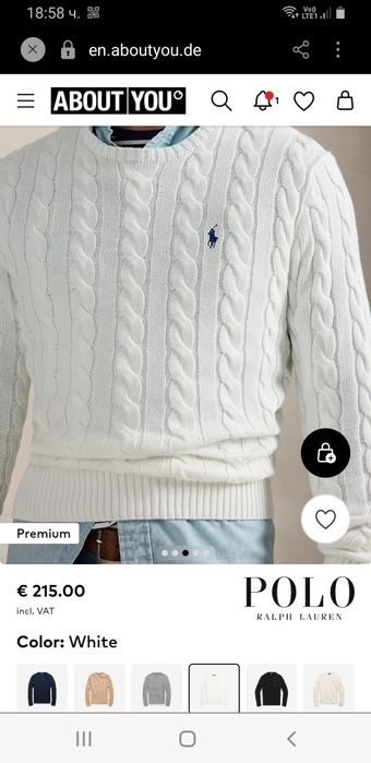POLO Ralph Lauren Cable Cotton / Knit Mens Size L НОВО ! ОРИГИНАЛ! Мъжки Пуловер!