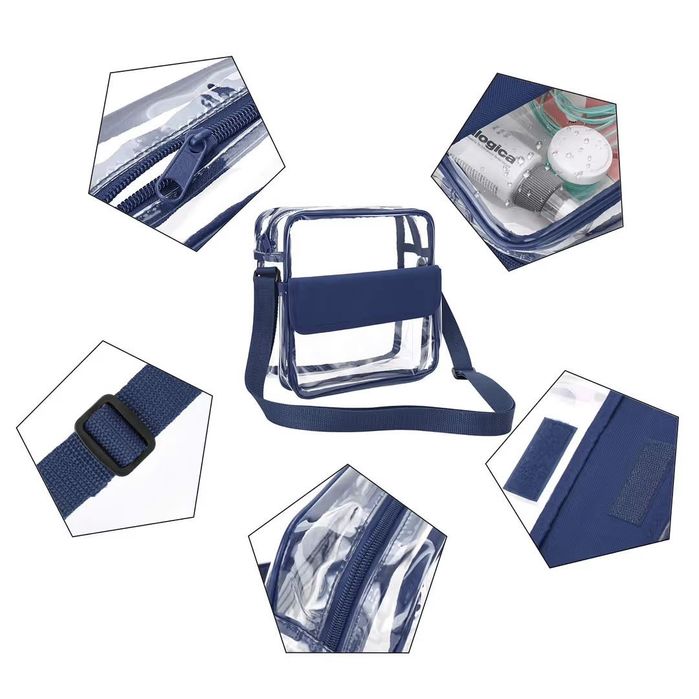Geantă Crossbody Transparentă Impermeabilă Curea Reglabilă – Albastră