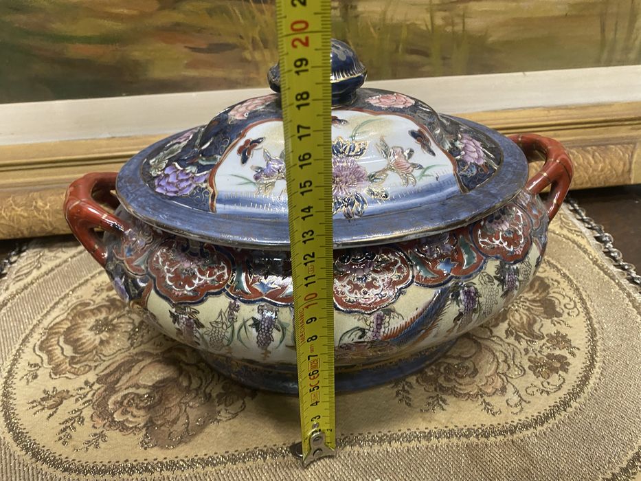 Супник Японска порцеланова купа с капак Satsuma Япония 1920 1930