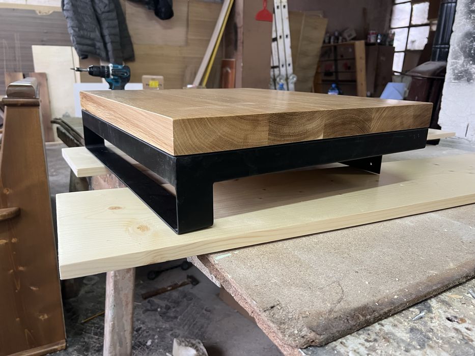 Наличен Плот за баня от масивно дърво дъб и метална стойка