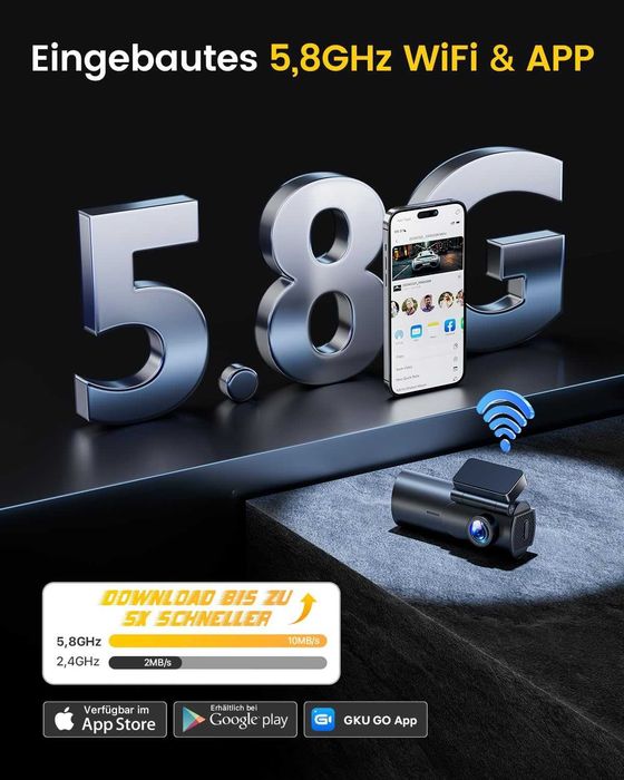 Camera de bord wifi 4K+1080P față/spate card SD de 64GB, GPS WiFi 5GHz, cameră auto IPS de 1.5” cu monitorizare a parcării, vedere nocturnă superioară