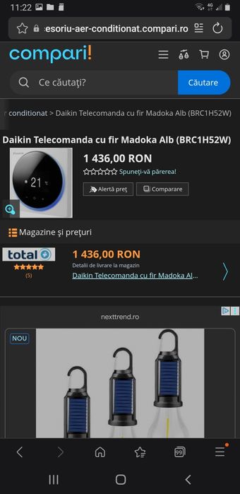 Telecomanda cu fir pentru aparat de aer conditionat Daikin Madoka BRC1H52W
