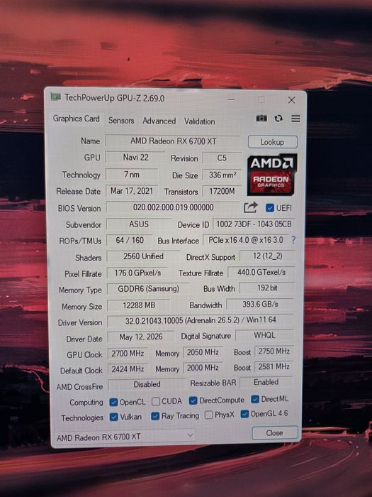 Placa video Asus RX 6700XT 12gb