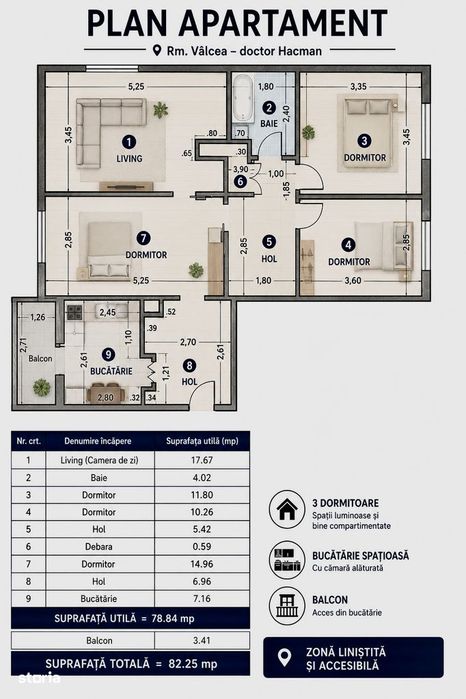 Apartament 4 Camere Dr.hacman | Parter