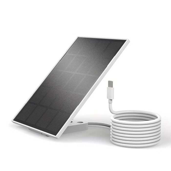 6W 5V Соларен панел с USB-C за охранителни камери, телефони и външни батерии + стойка