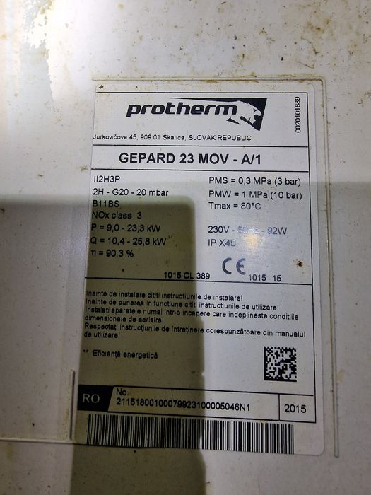 Protherm Gepard 23 MOV-A/1 Tiraj Natural,Piese de Schimb Reconditionat
