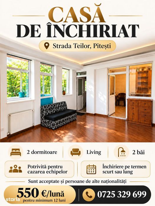 Casă de închiriat, zona Centrala| Potrivită pentru echipe de muncitori