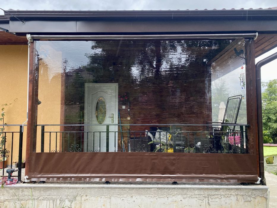 Ветроупорни завеси PVC винил кристал тенти сенници перголи чупещо рамо