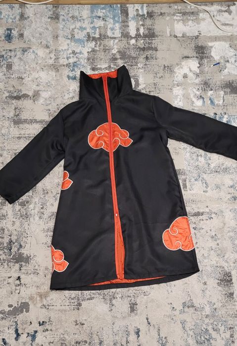 Costum Akatsuki Naruto + Accesorii (kunai, shuriken, bandană, inel)
