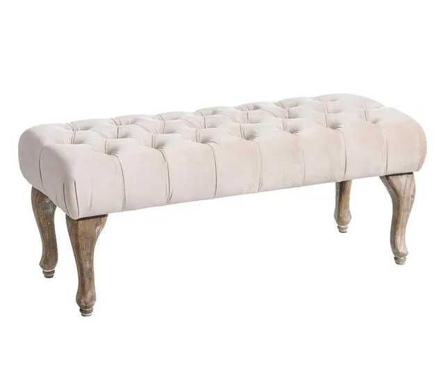 Bancheta Capitone Beige, Ixia structura din lemn de pin