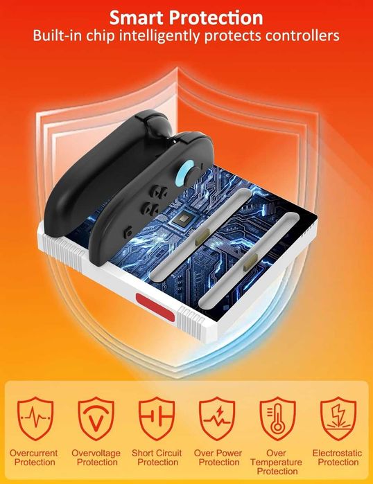 Стойка за зареждане Nintendo Switch 2 контролери 4 в 1 бързо зареждане