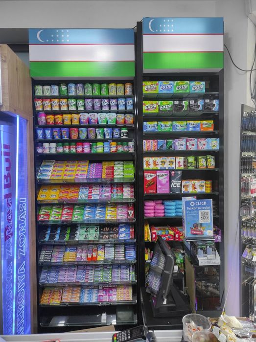 Магазинлар учун полка стелаж ветрина ва касса столлар заказга ясимиз