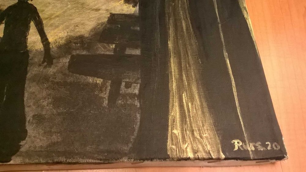 Gothic Art * tablou modernist abstract deviant art semnat 50x50 ulei panza colectie