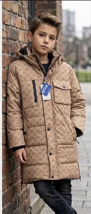 Ново зимни якета в черно и кафяво за момчета с плюшена подплата – серия от 6 до 16