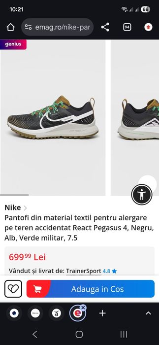 Adidasi Nike React Pegasus Trail 4, masura 43 / 27 cm.