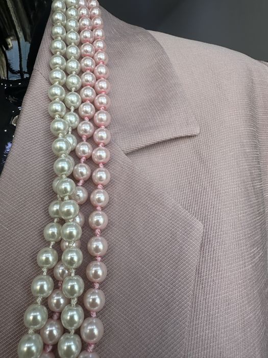 Ленен костюм в пепел от рози цвят