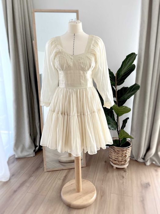 Rochie cununie civila, organza satinata, marimea S