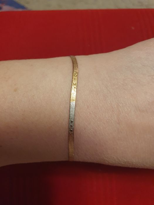 Brățară fină de aur 18 k, in 3 culori, cu inimi și mesaj I love you