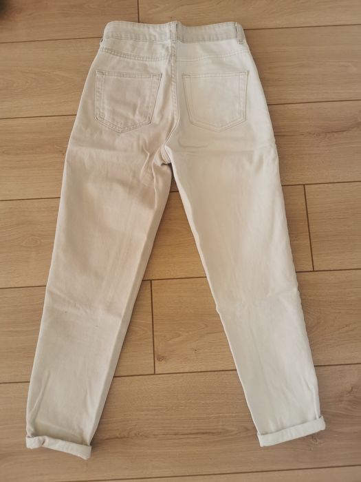 Дамски дънки с висока талия – уникален двуцветен модел!