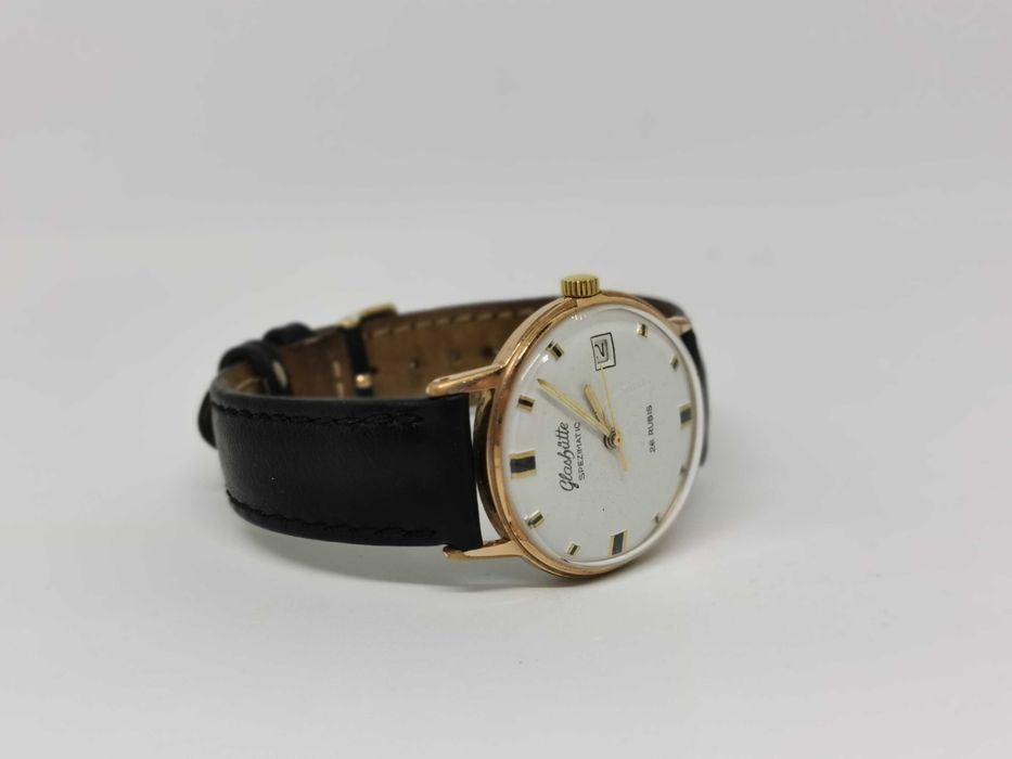 Glashutte Spezimatic 26 Rubis date Made Germany placat aur 20 microni