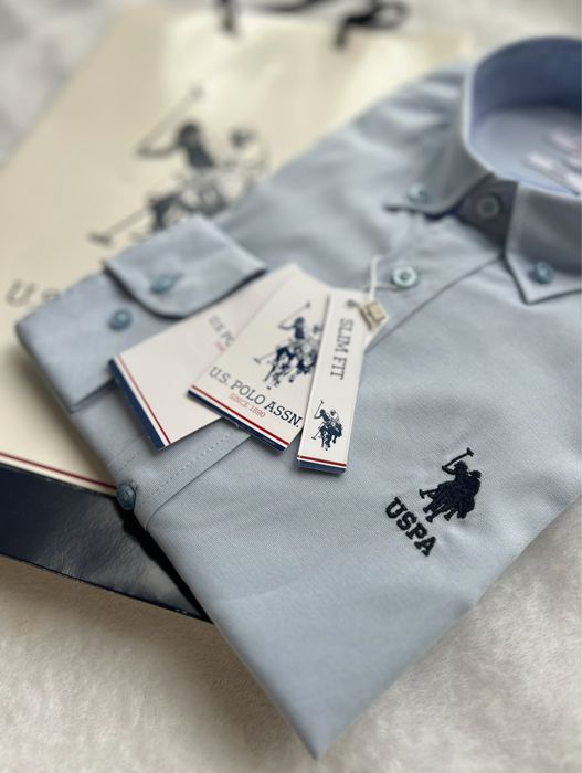 Pachet 1+1 Camasa Polo U.S Assn. Marime L, alb, bleumarin, verde