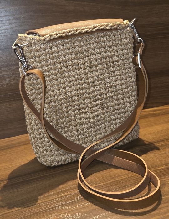 Geanta handmade maro/bej