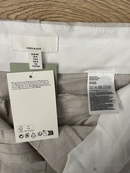 Pantaloni bej din in si vascoza Marime 40