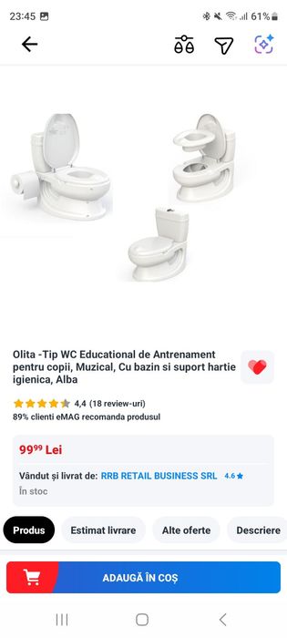 Olita -Tip WC Educational de Antrenament pentru copii