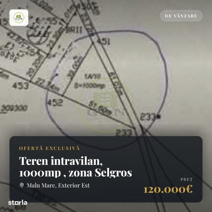 Teren intravilan, 1000mp , zona Selgros
