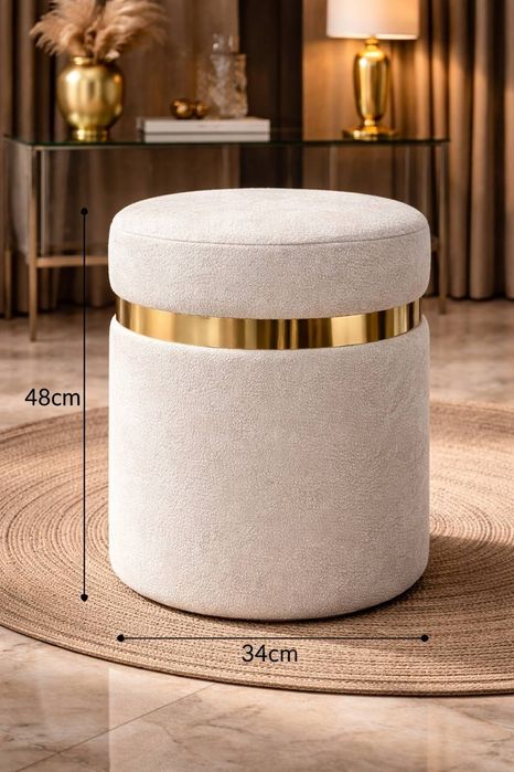 Пуф мягкий велюровый с металлическим кольцом, 47×34 см