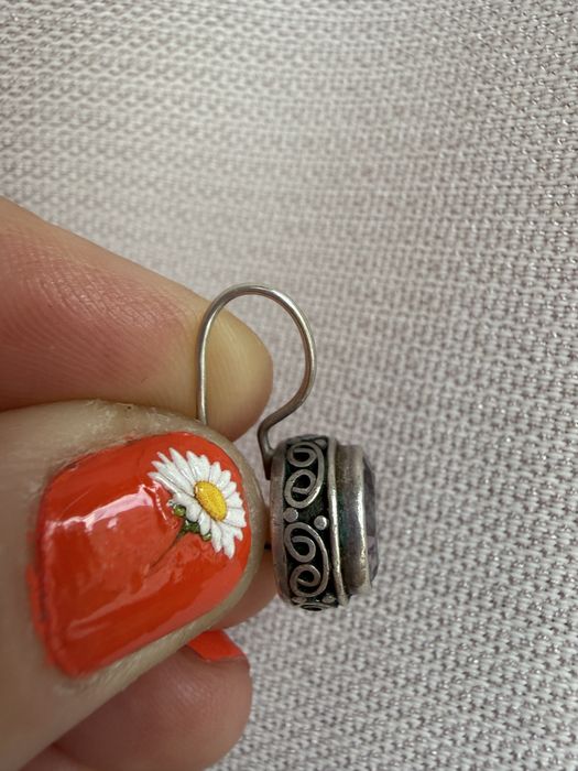 Cercei argint dantelat cu piatră ametist fațetat