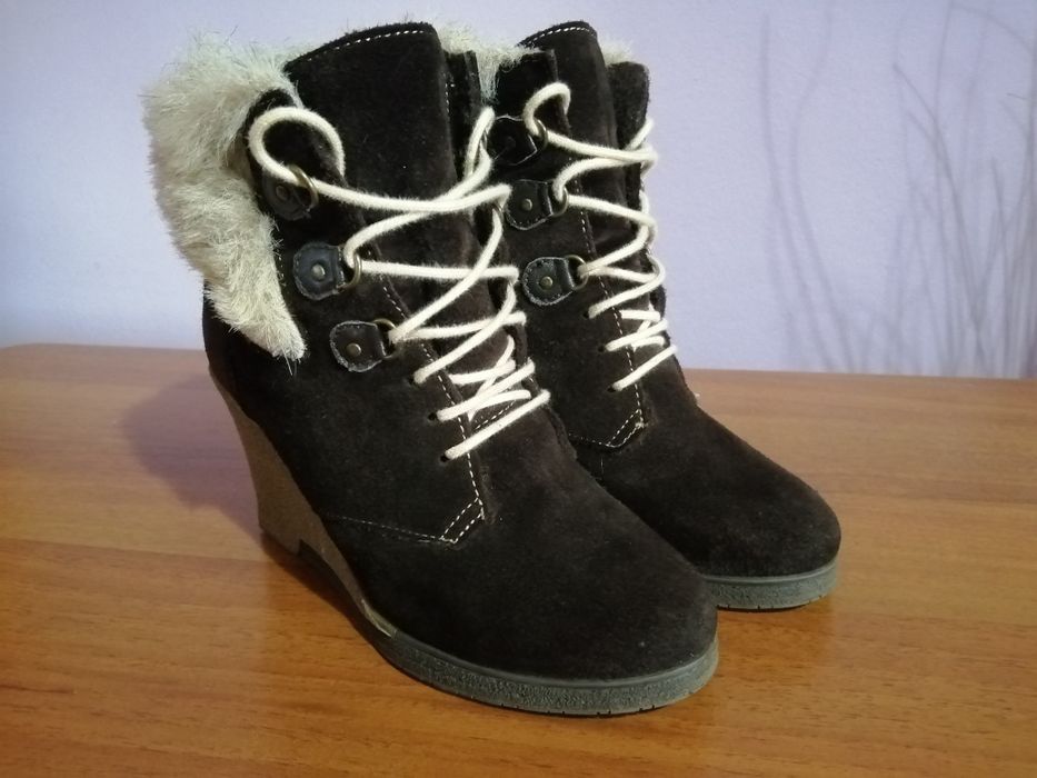 Ghete de piele  îmblănite cu platforma cadeenzza