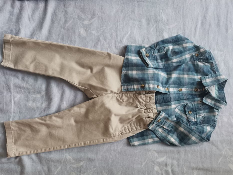 Set camasa si pantaloni Zara baby, 12-18 luni, 82 cm