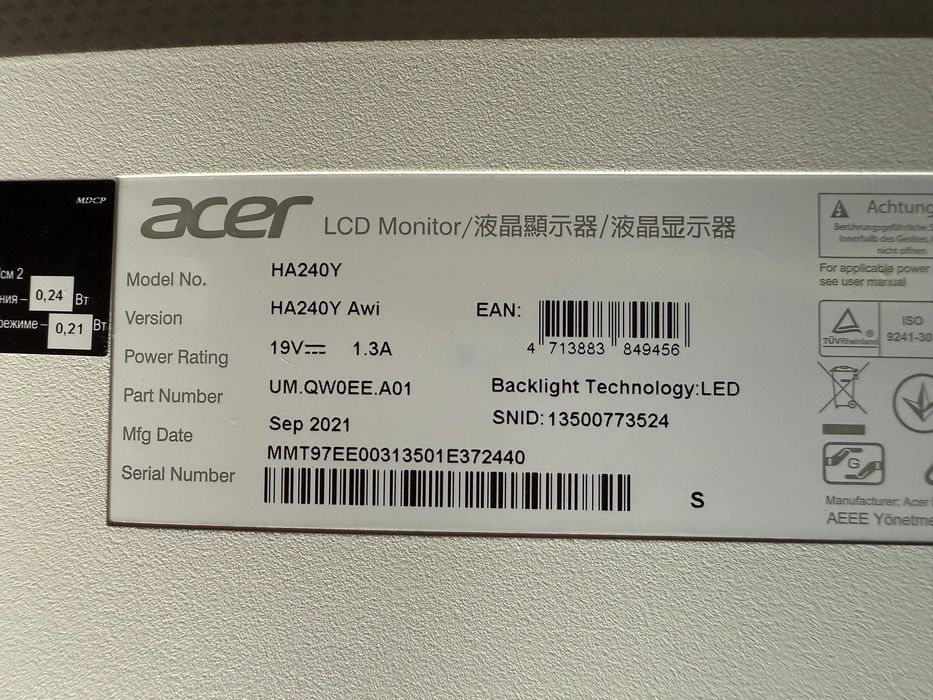 Acer HA240Y LCD Monitor 23.8 монитор