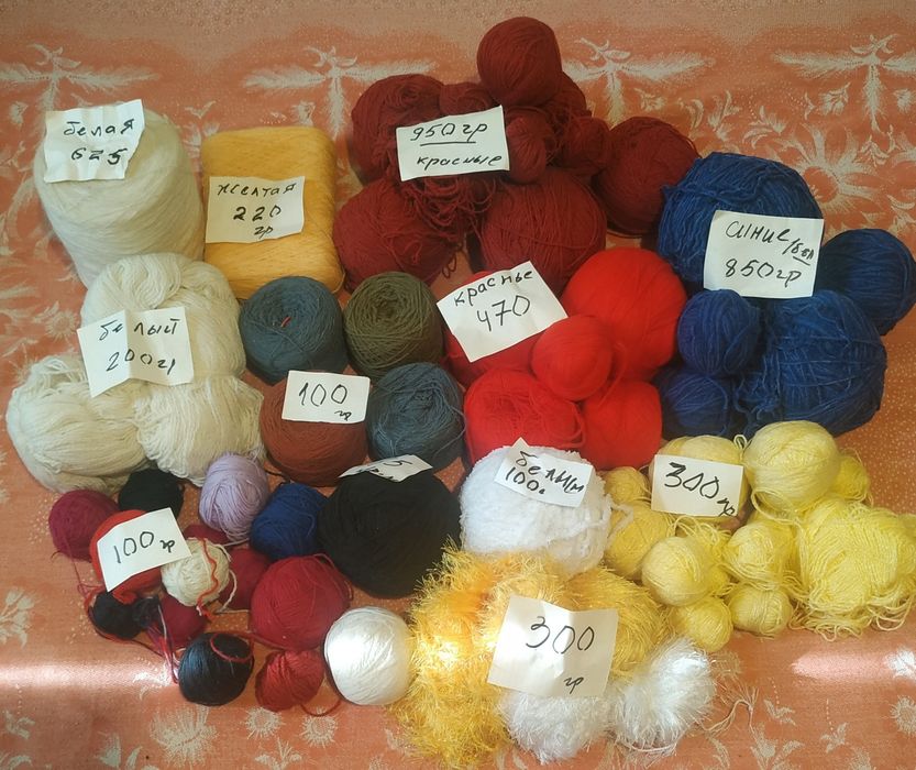 Нитки шерстяные для ручного и машинного вязания.