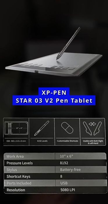 Новый Графический планшет Xp pen 03v2