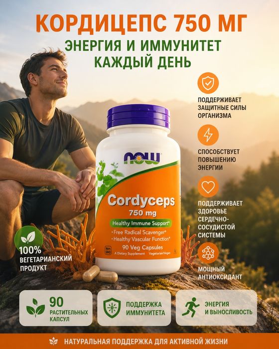 Кордицепс (Cordyceps sinensis) —  750мг 90 веган капсул