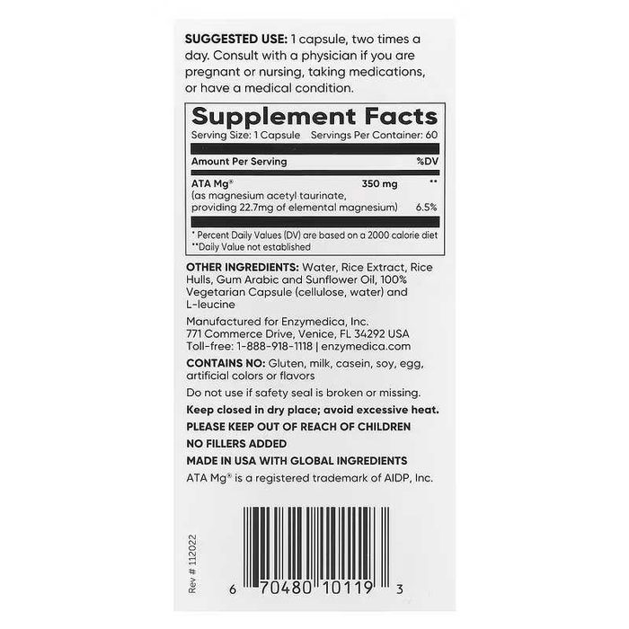 Enzymedica Magnesium Mind магний магния magniy