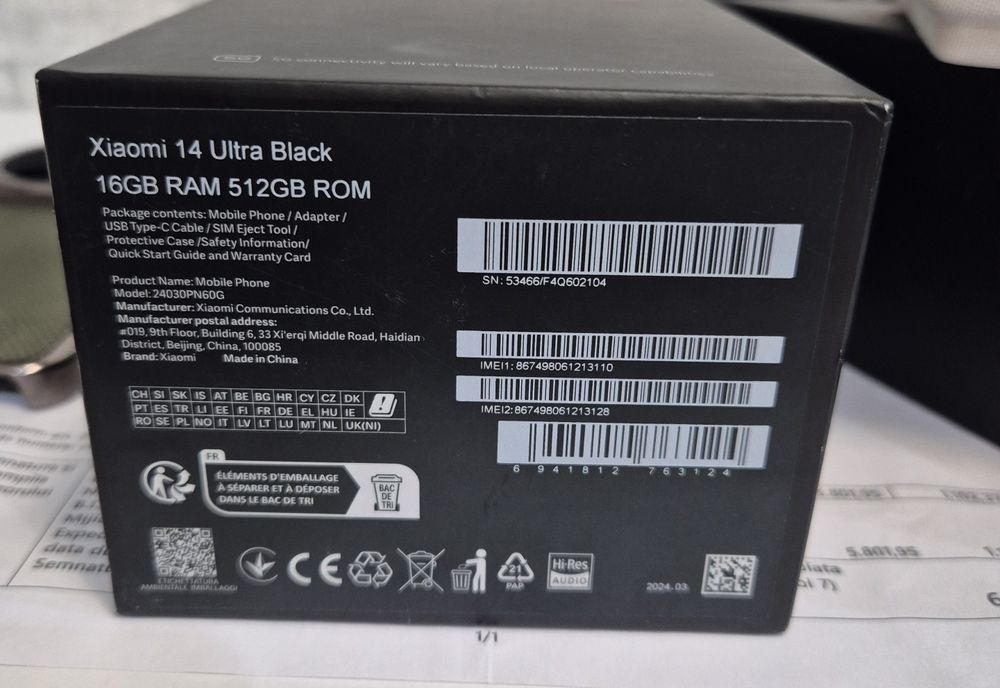 Xiaomi 14 Ultra 5G 512GB. 16GB RAM. ca NOU !!