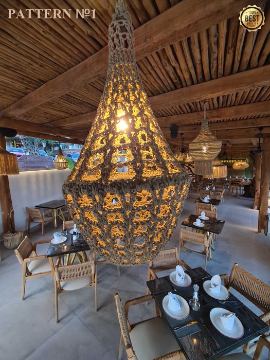 Ръчно плетени лампи в бохо стил за плажни заведения или ресторанти