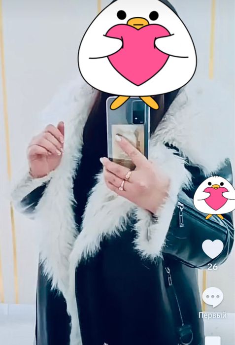 Дубленка кожанная, мех таскана