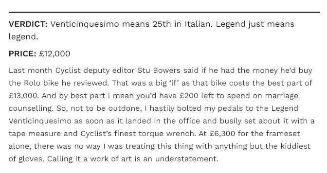 Bicicleta cursiera titan- carbon LEGEND Venticinquesimo