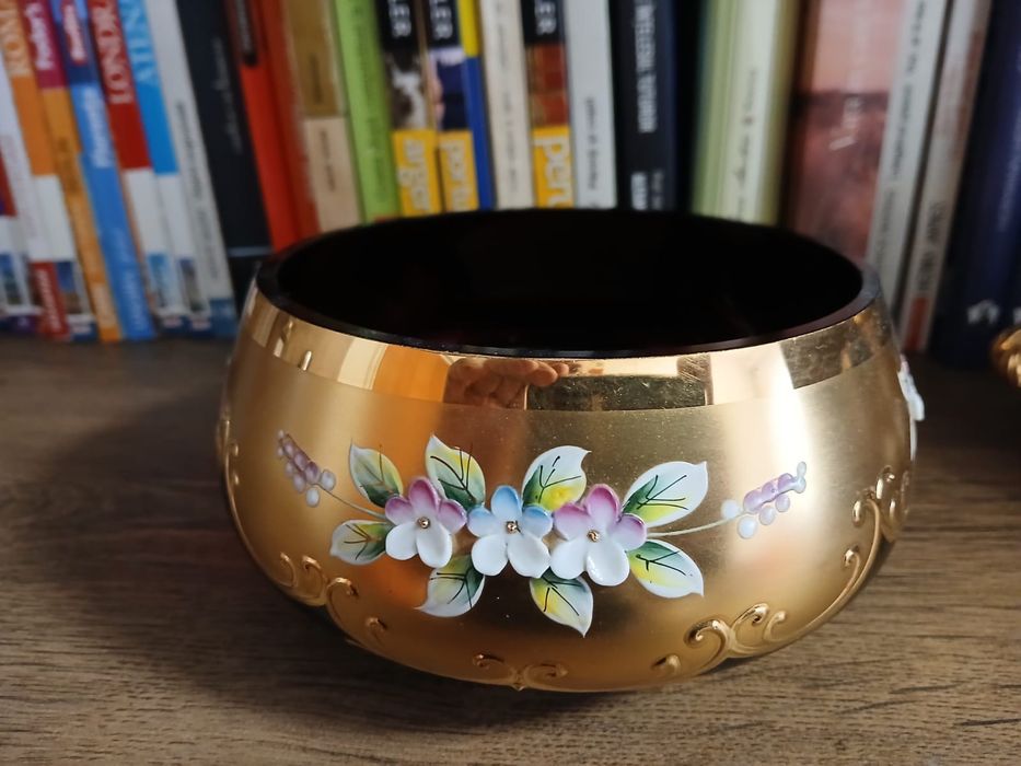 Bomboniera  cristal Bohemia placat cu aur 24k