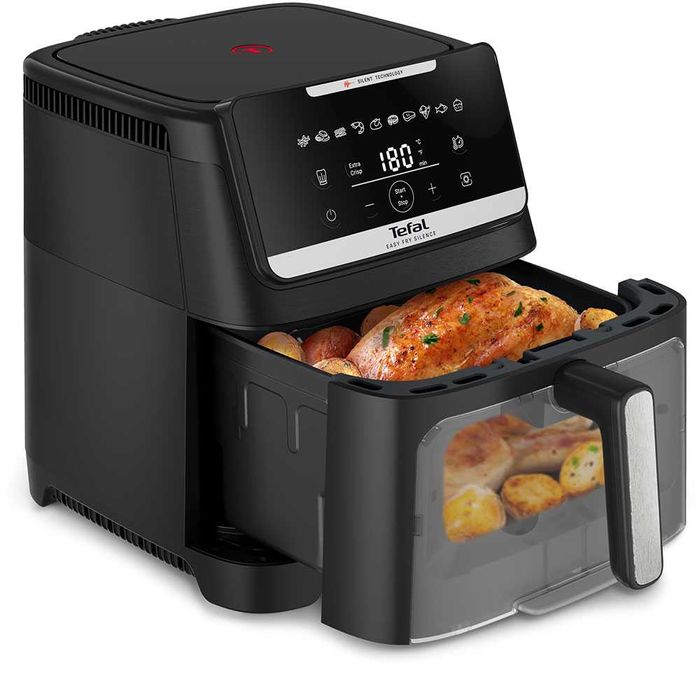 Friteuza aer cald air fryer Tefal Silence EY8468E0, 7L, geam, gratar