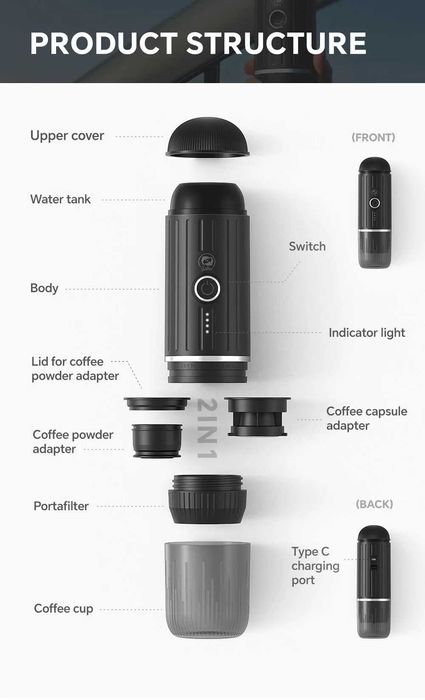 Портативна кафе машина на батерия