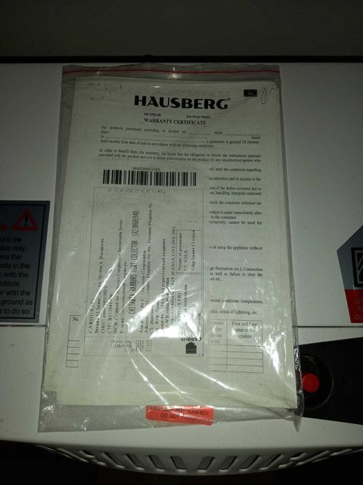 Soba pe gaz, nouă  nefolosită.