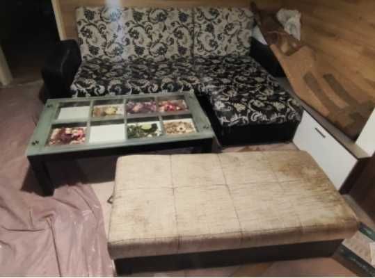 Модулен ъглов разтегателен диван с ракла за съхранение