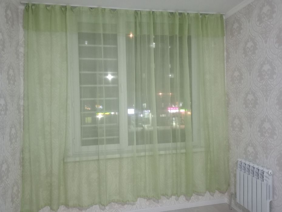 Тюль готовая зелёного цвета